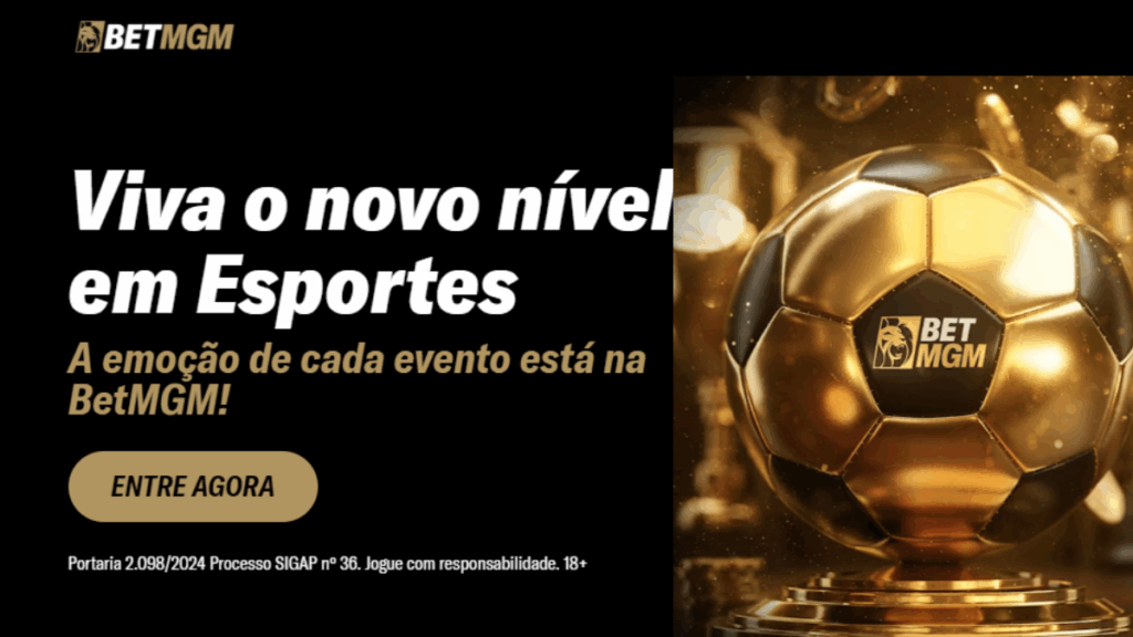 Plataforma de apostas esportivas BetMGM Brasil exibida em tela de computador e smartphone, mostrando interface moderna com opções de futebol, basquete, tênis e promoções de bônus para novos usuários.