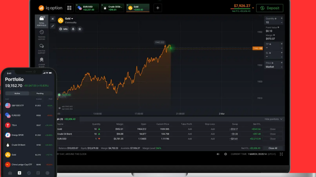 Pessoa utilizando aplicativo de trading no celular para negociar ações, forex e criptomoedas em tempo real.