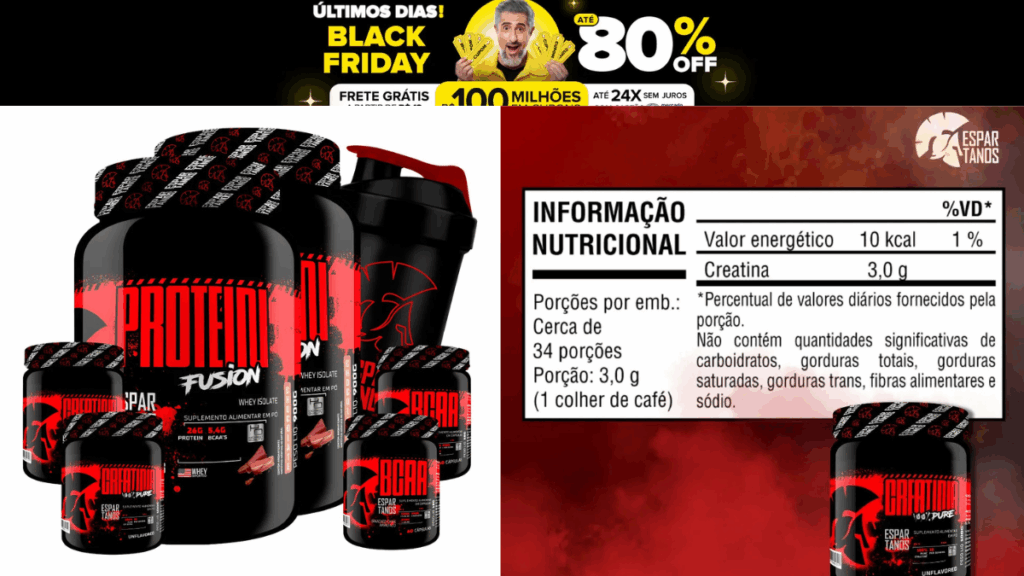 Fitness supplement combo including Whey Fusion protein, BCAA, Creatine, and a premium shaker for enhanced muscle growth and performance.