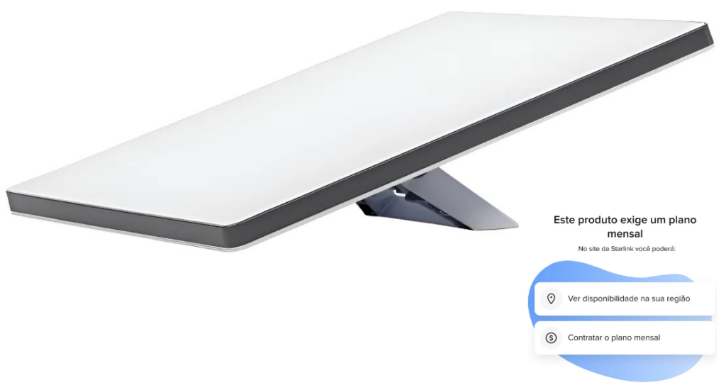 “Kit de internet via satélite Starlink Mini com antena compacta, roteador e cabos, ideal para conexão de alta velocidade em áreas remotas e rurais.”