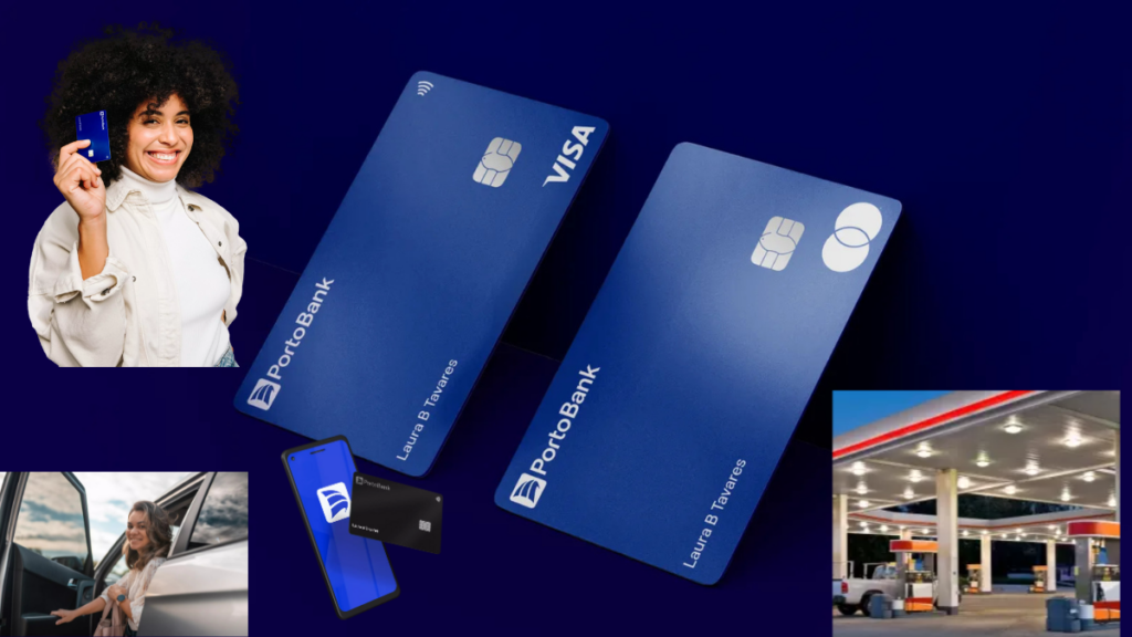Imagem ilustrativa do cartão de crédito Porto Seguro destacando segurança, benefícios exclusivos, programa de pontos PortoPlus e praticidade no uso diário.